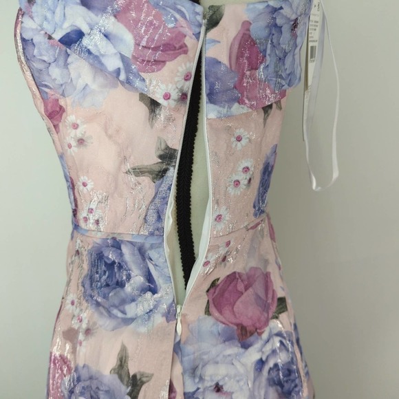 Aidan Mattox‎ Floral Print Crepe One-Shoulder Ball Gown Dress - Picture 4 of 14